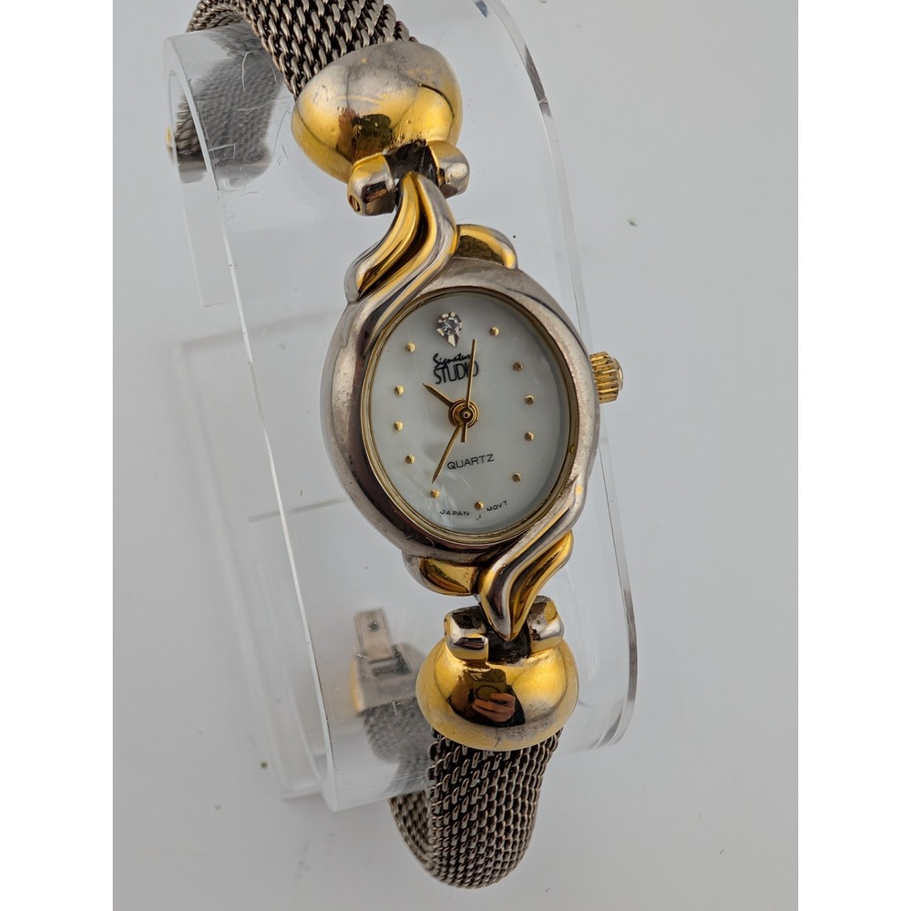 Vintage Signature Studio Watch Women MOP Dial‎ Mesh Metal Band- New Battery